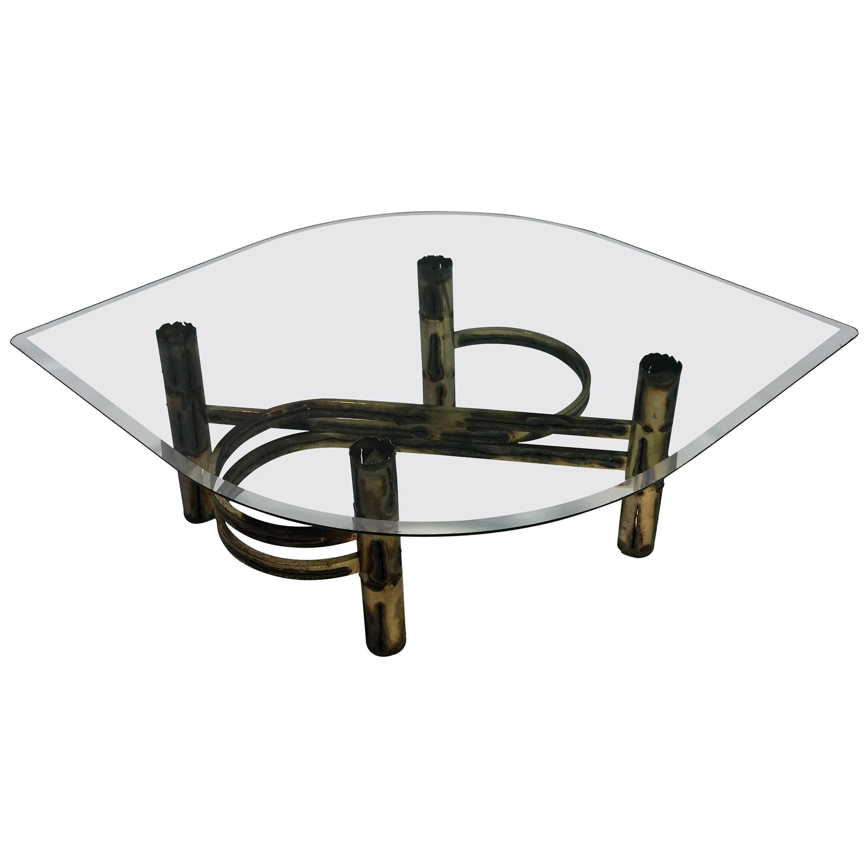 Fantastic Silas Seandel Style Brutalist Mixed Metal Coffee Table For Sale
