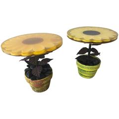 Pair of Mid-Century Sunflower Acrylic Top Side Tables 5