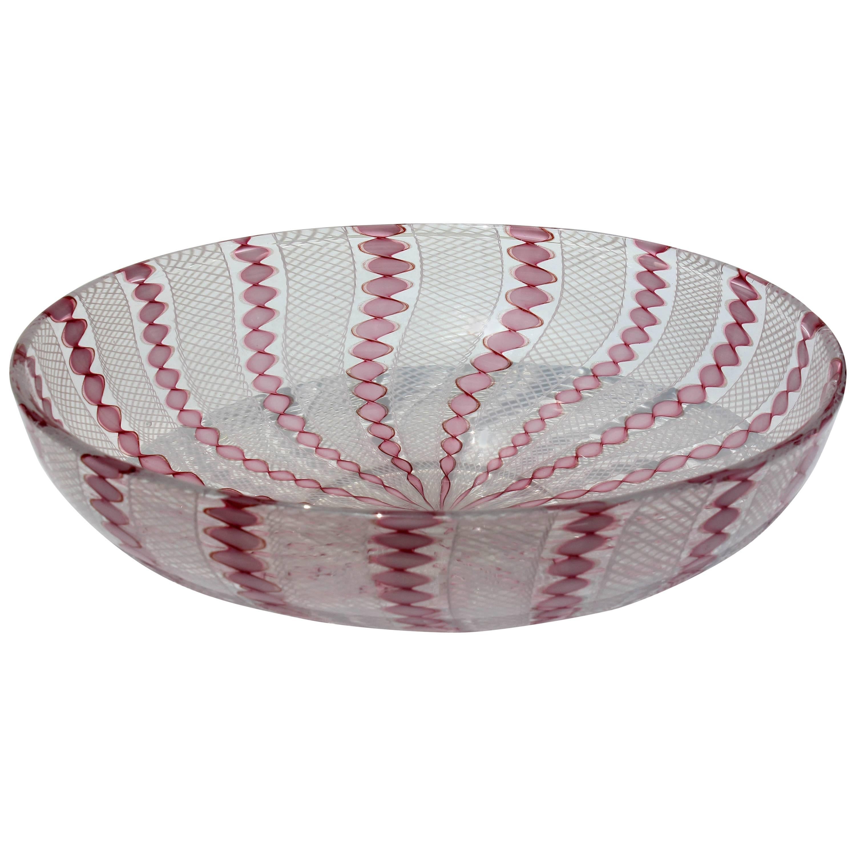 Murano Latticino Art Glass Bowl