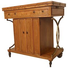 Mid-Century Burl and Brass Cart by Mastercraft 6