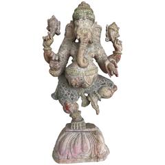 Antique Carved Wood Figure of the Dancing Ganesha