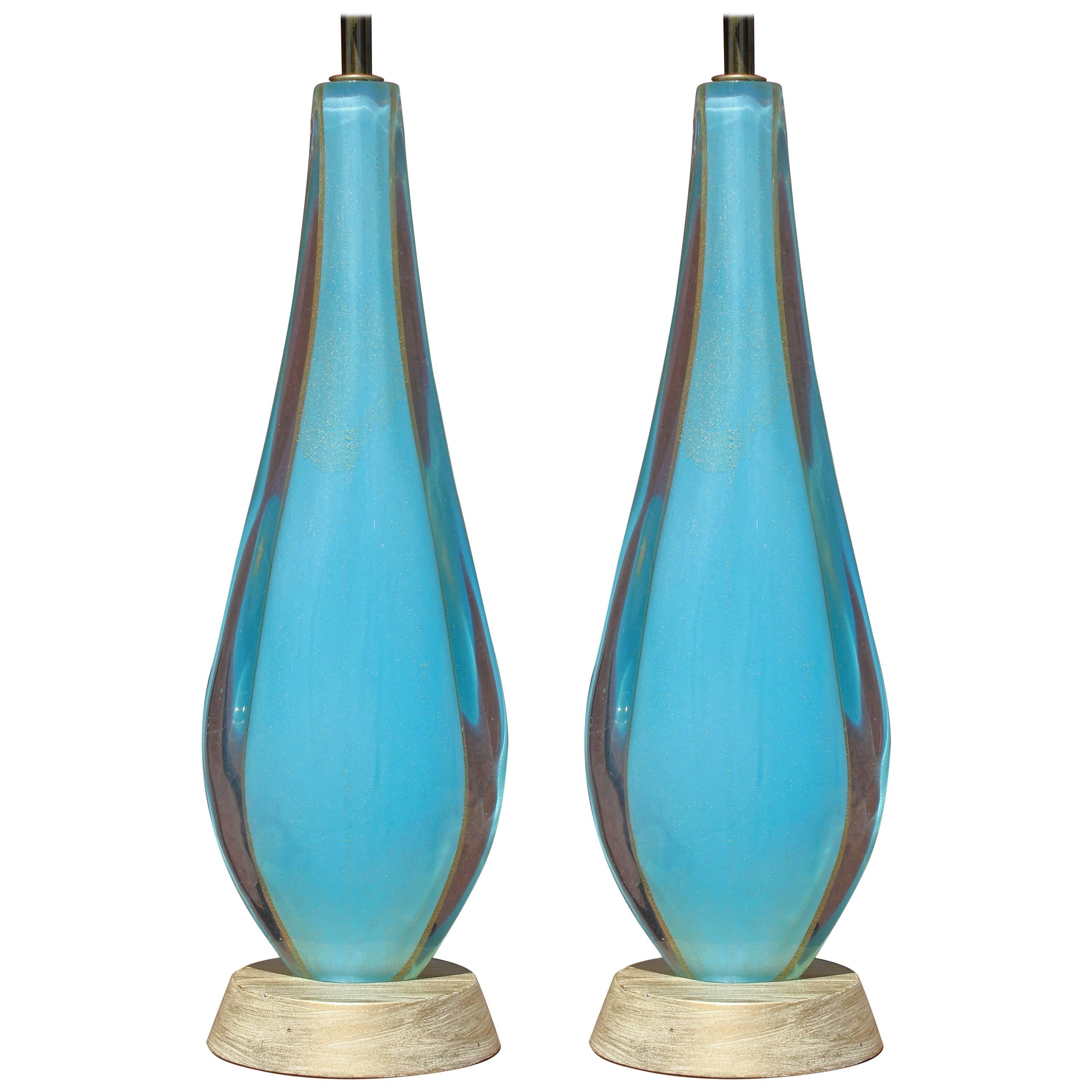 Turquoise Murano Glass Lamps