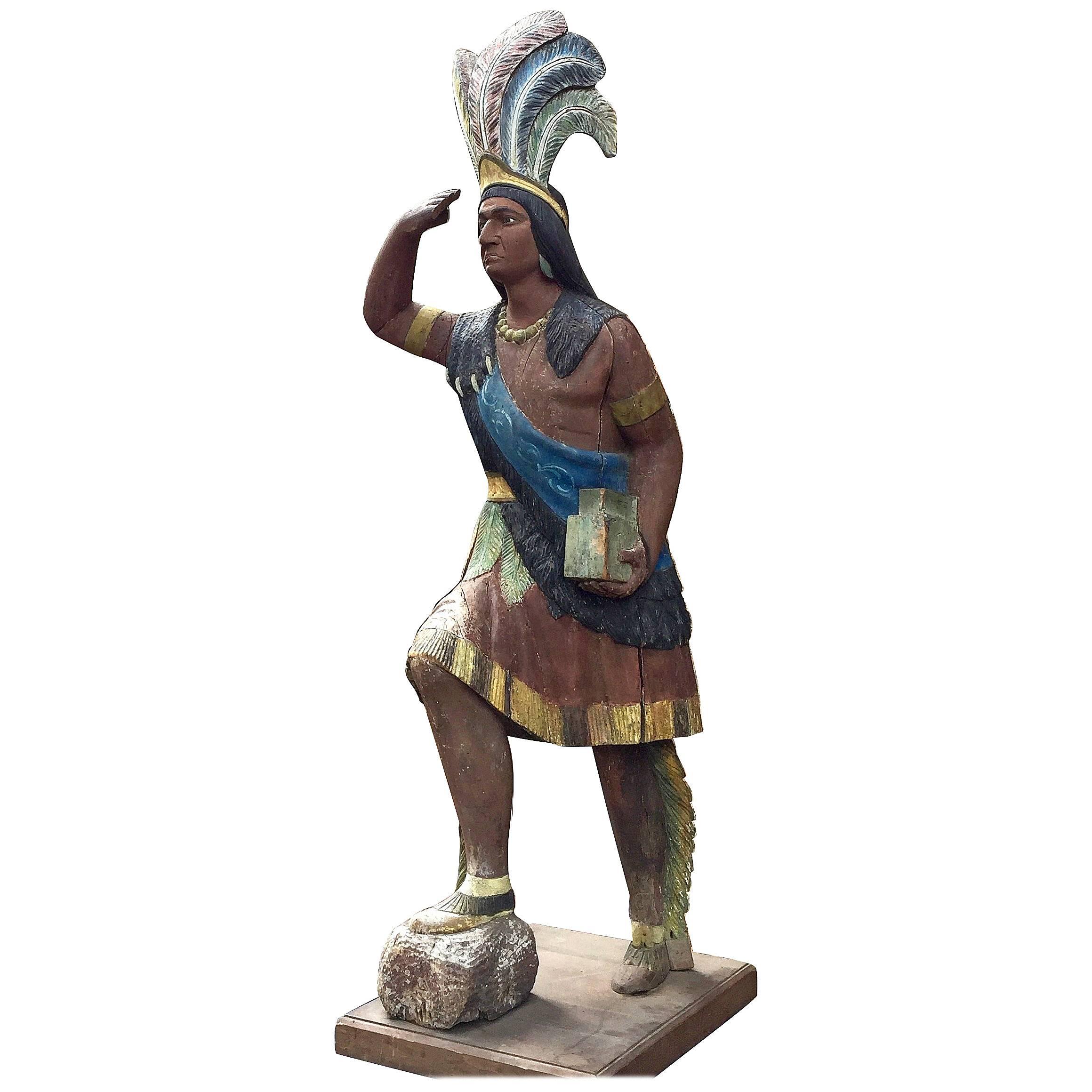 Great Cigar Store Indian Chief Early American Attributed to Thomas Brooks