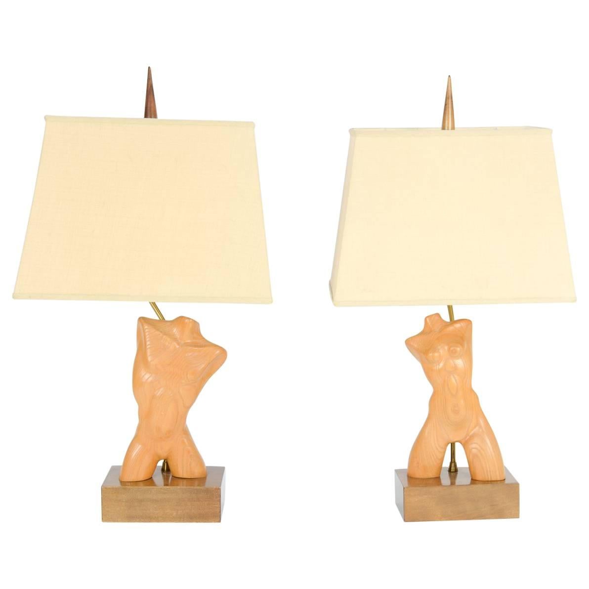 Amazing Pair of All Original Yasha Heifetz Lamps For Sale