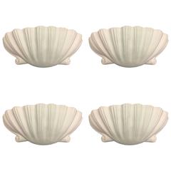 Four French Mid-Century Plaster Shell Wall Sconces Attributed to Serge Roche 7