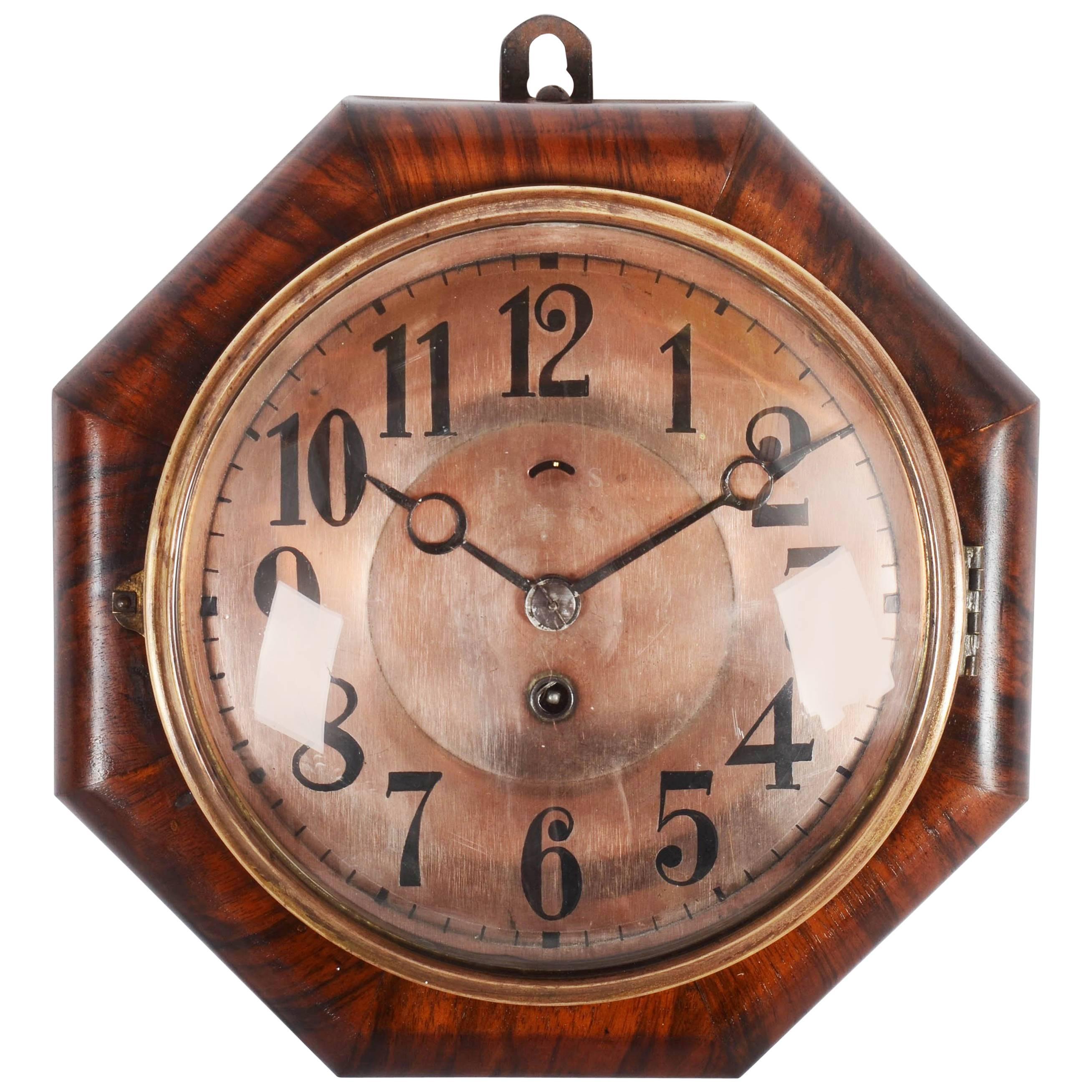 Art Deco Wall Clock Attributed to Junghans For Sale
