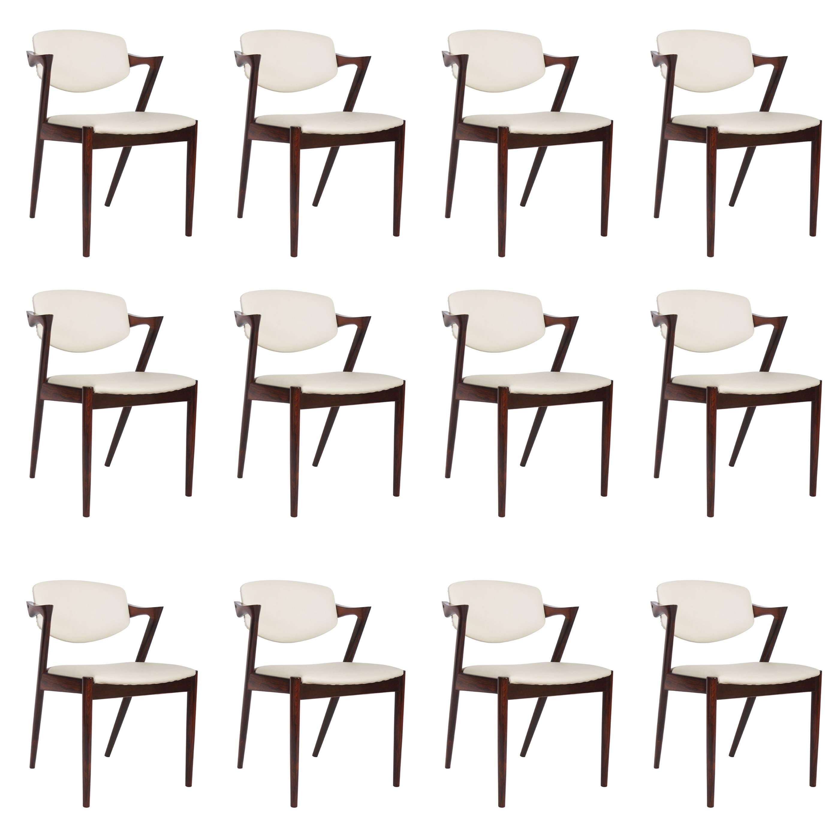 Stühle aus Hartholz und Leder von Kai Kristiansen, Modell 42