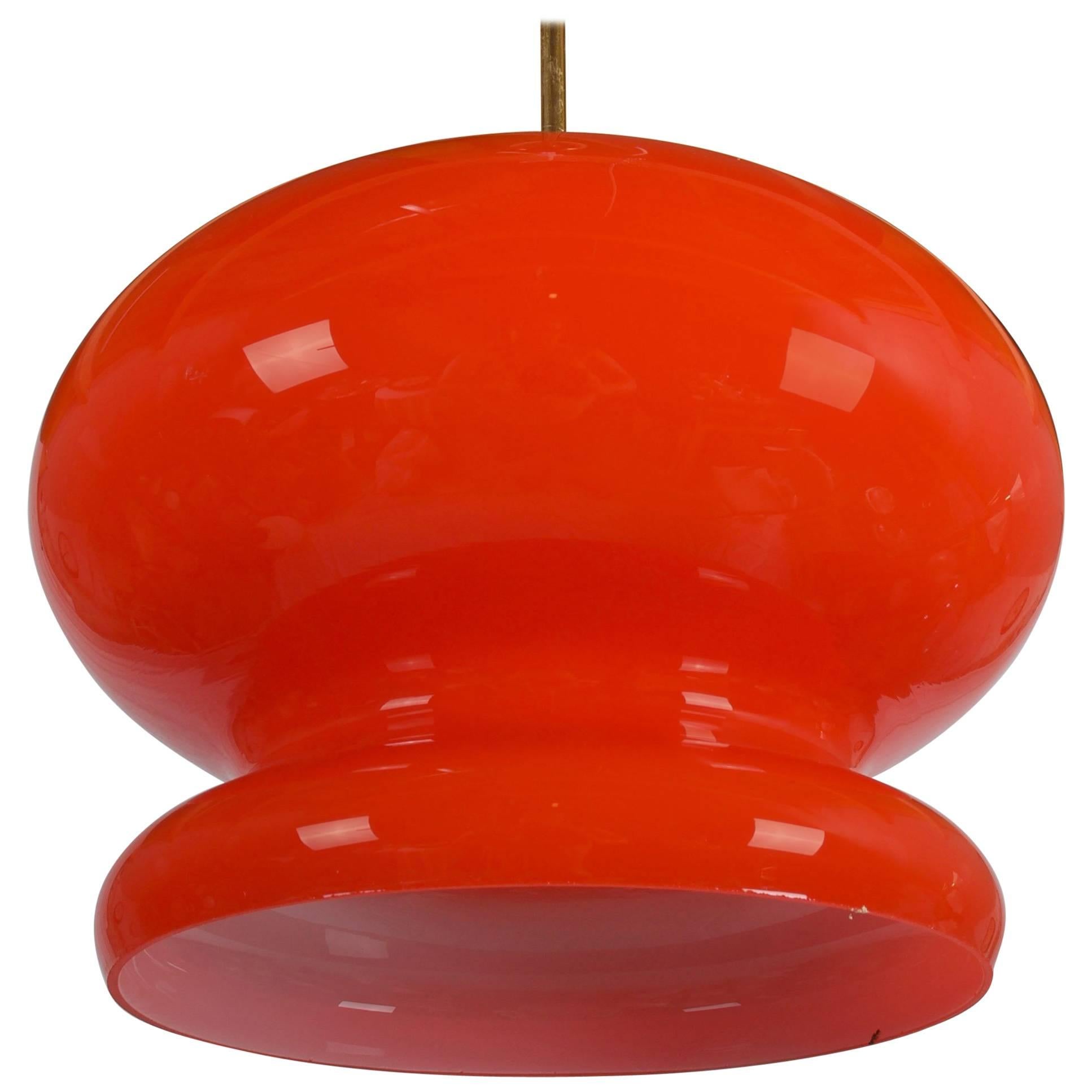 Large Mid-Century Glass Pendant For Sale