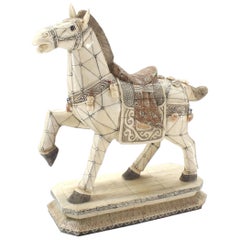 Sheeted Bone Tile Horse Sculpture Statue