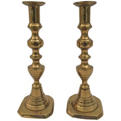 Pair of Tall Victorian Brass Candlesticks