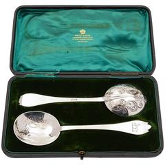 Pair of 20th Century Edwardian Silver Serving Spoons