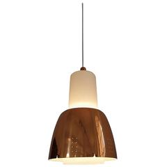 Paavo Tynell Copper and Opaline Glass Pendant for Idman, Finland, 1950s 2