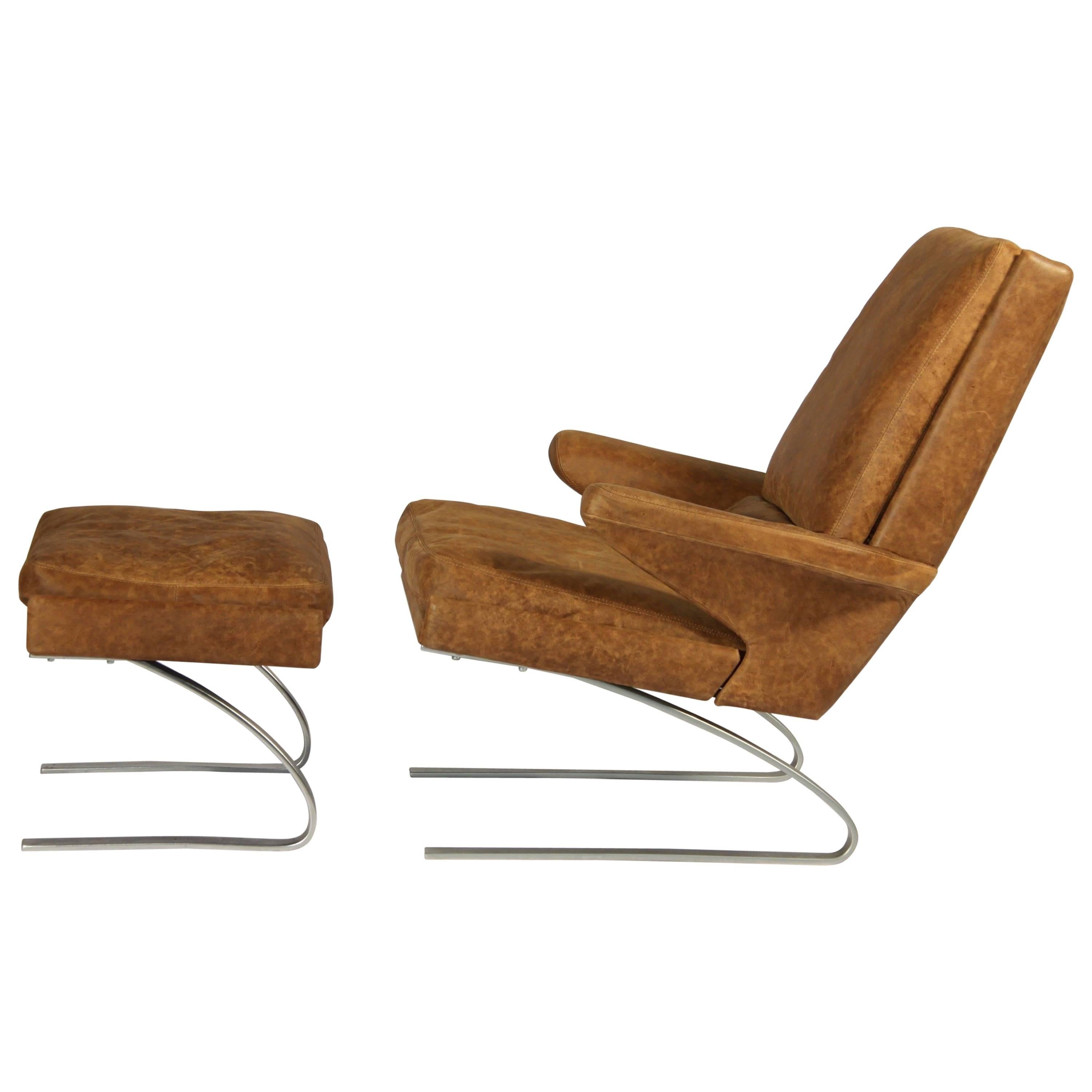 Swing Lounge Chair and Ottoman, Reinhold Adolf and Hans-jürgen Schräpfer for COR For Sale