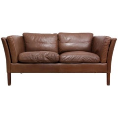 Two-Seat Leather Sofa Danish, circa 1960