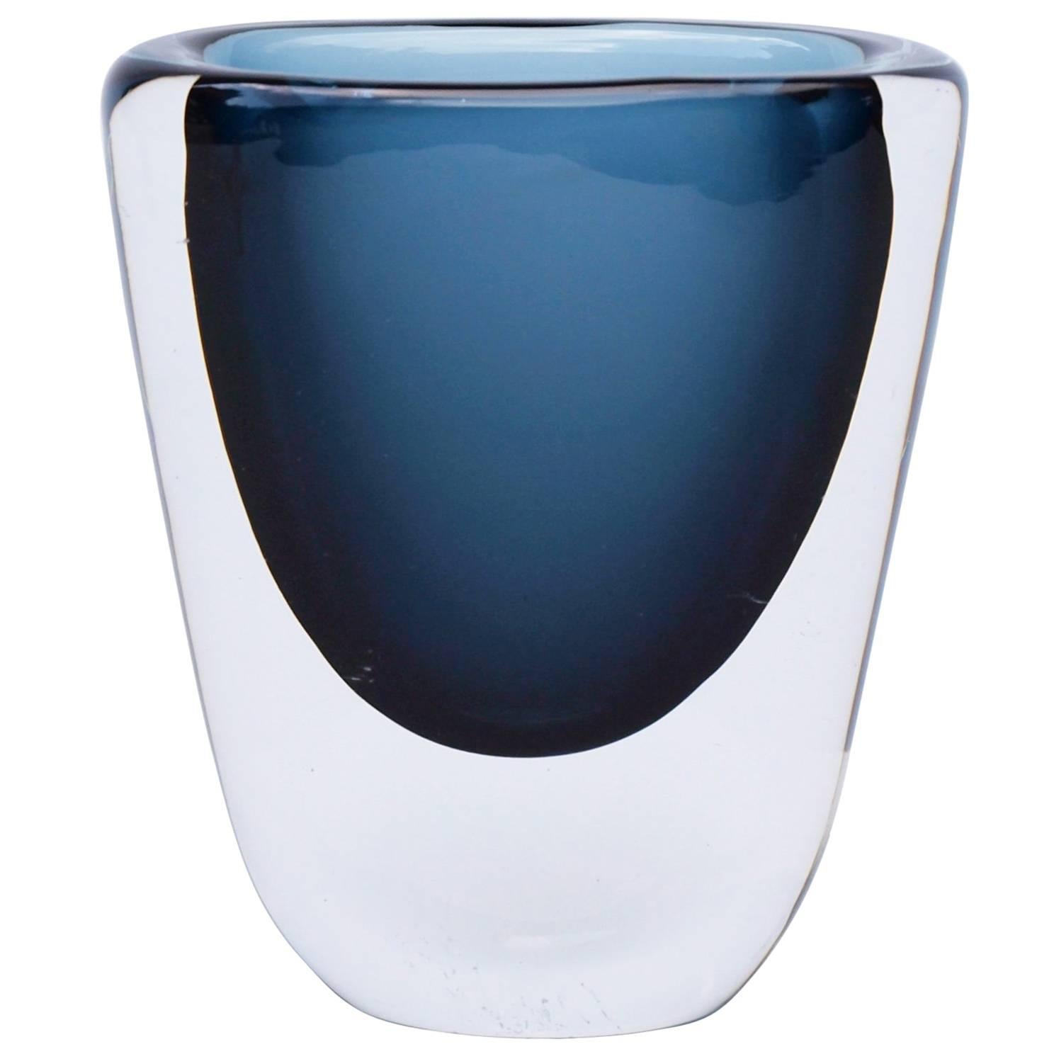 1950s Blue Glass Vase by Nils Landberg for Orrefors