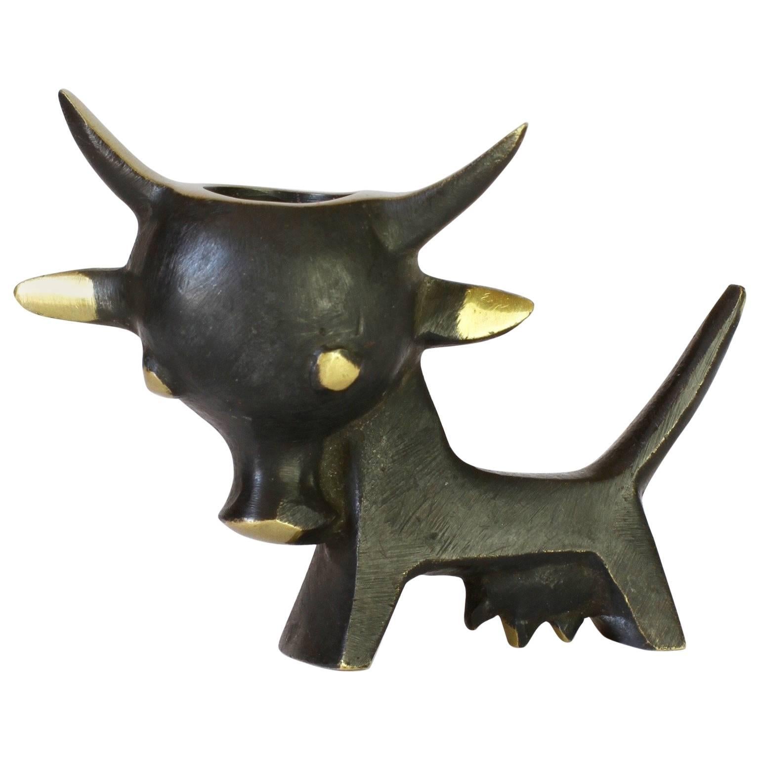 Whimsical Brass Cow Toothpick Holder by Walter Bosse for Baller, circa 1950s