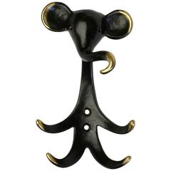 Austrian Brass Elephant Wall Hook by Walter Bosse for Baller, circa 1950s