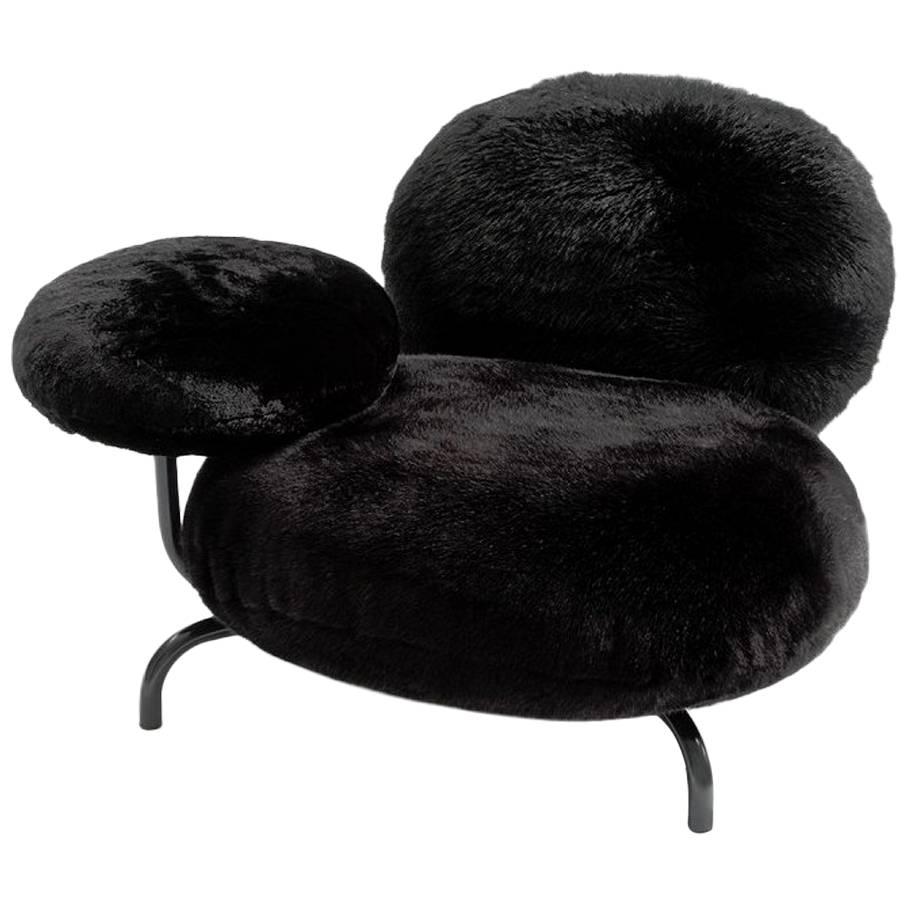 Edra Cipria Armchair in Eco-Fur For Sale