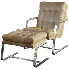 1970s Lounge Chair with Ottoman in the Style of Milo Baughman