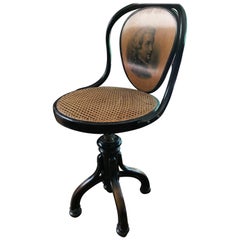 Thonet bentwood Piano Stool nr2 Russian Label Stamp Mozart Lyra Print, 1890