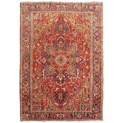 Antique Heriz Carpet with Stylized Floral Motifs and Complementary Border 8