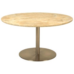 Round Dining Table in Onyx Stone and Stainless Steel