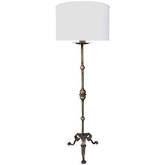 Spanish Gilt Wrought Iron Floor Lamp