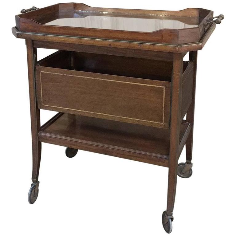 Antique Bar Cart or Tea Serving Cart with Tray at 1stDibs antique