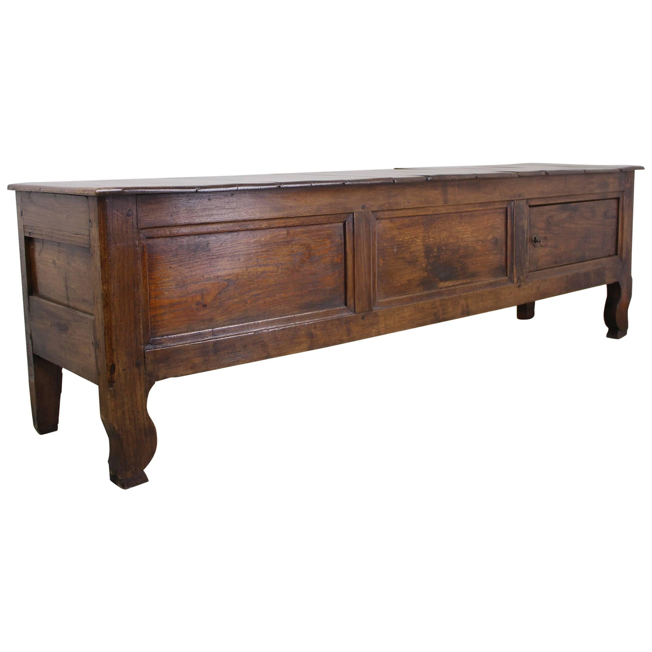 Antique Breton Chestnut Coffer, Original Cupboard and Key