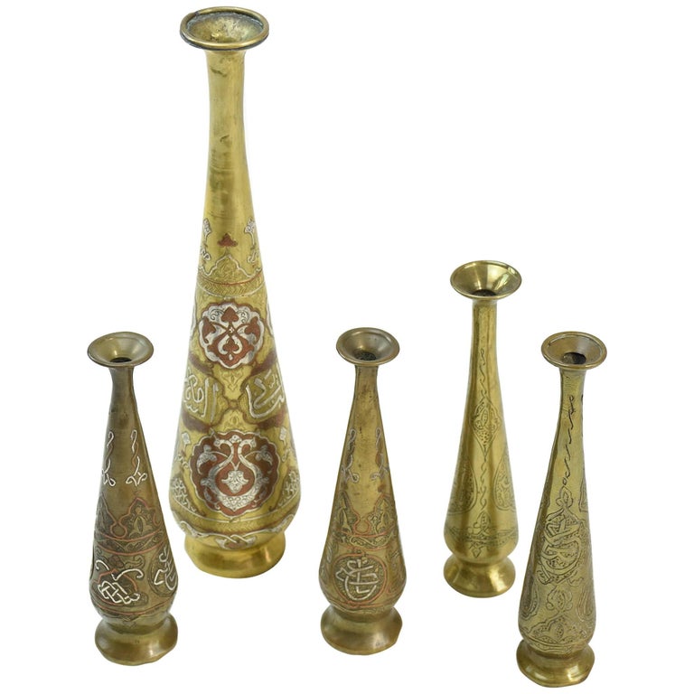 19th Century Antique Islamic Syrian Single Flower Vases, Set of Five