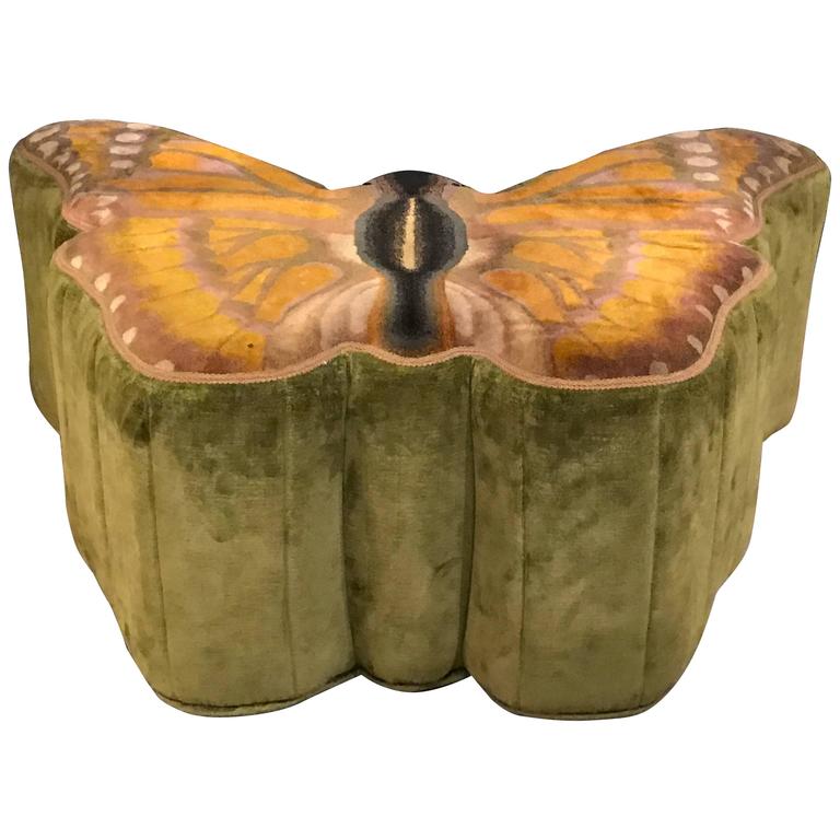 Hollywood Regency Style Palatial Butterfly Ottoman Poof at 1stDibs
