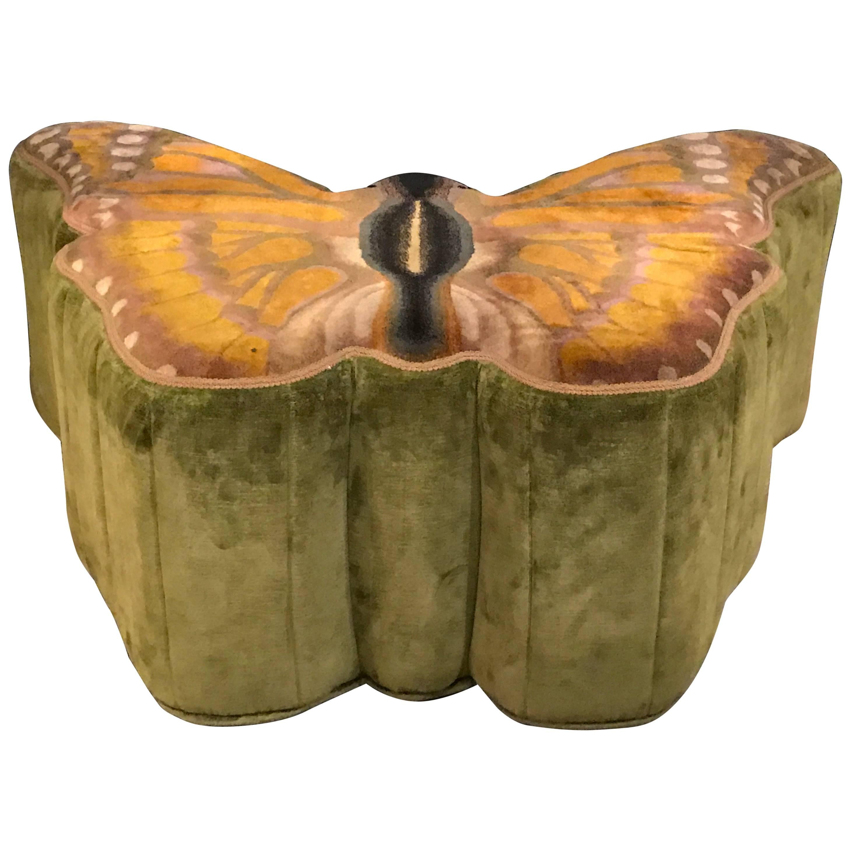 Hollywood Regency Style Palatial Butterfly Ottoman Poof