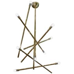 Modernist Brass Chandelier with Eight Lights 6