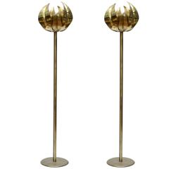Pair of Elegant Brass Floor Lamps 1