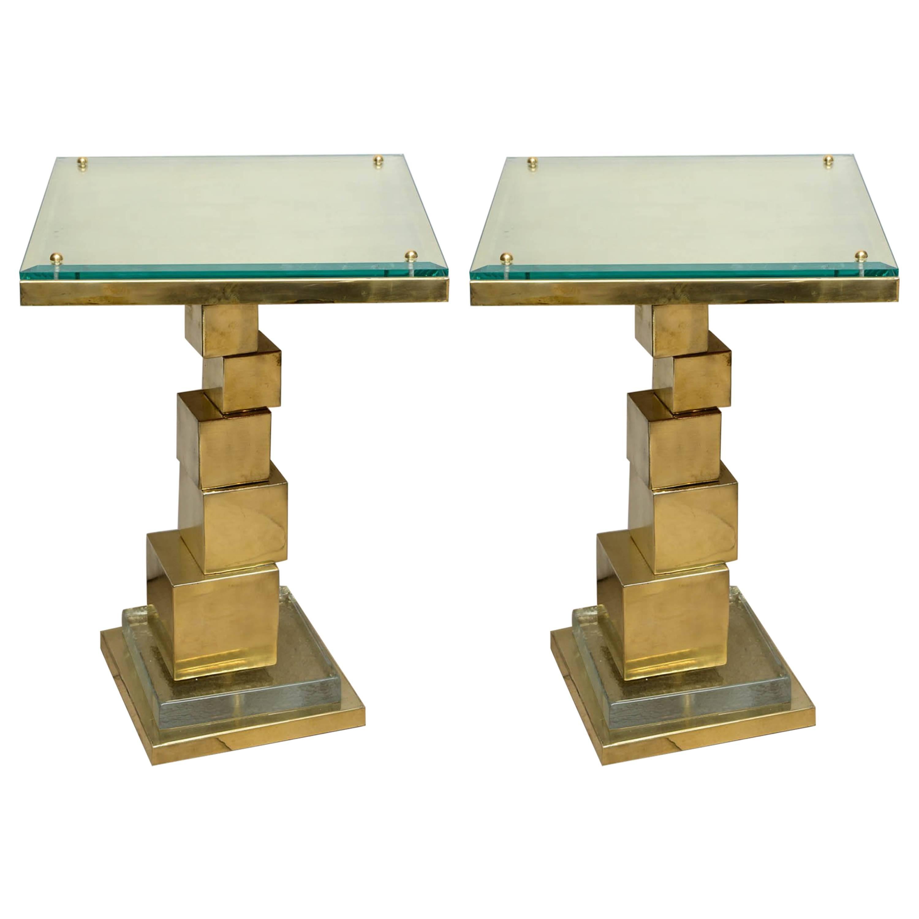 Pair of Cube Tables by Glustin Creation