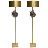 Pair of Patinated Brass Floor Lamps