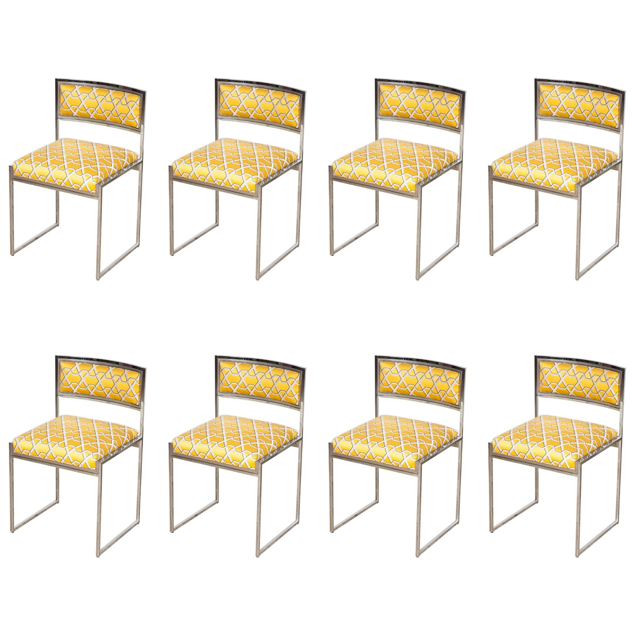 Set of Eight Dining Chairs by Willy Rizzo, 1970s