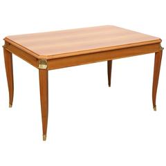 French Art Deco Dining Table in Blond Mahogany with Easy Adaptable Extensions