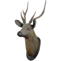 Carved Wooden Game Trophy Head