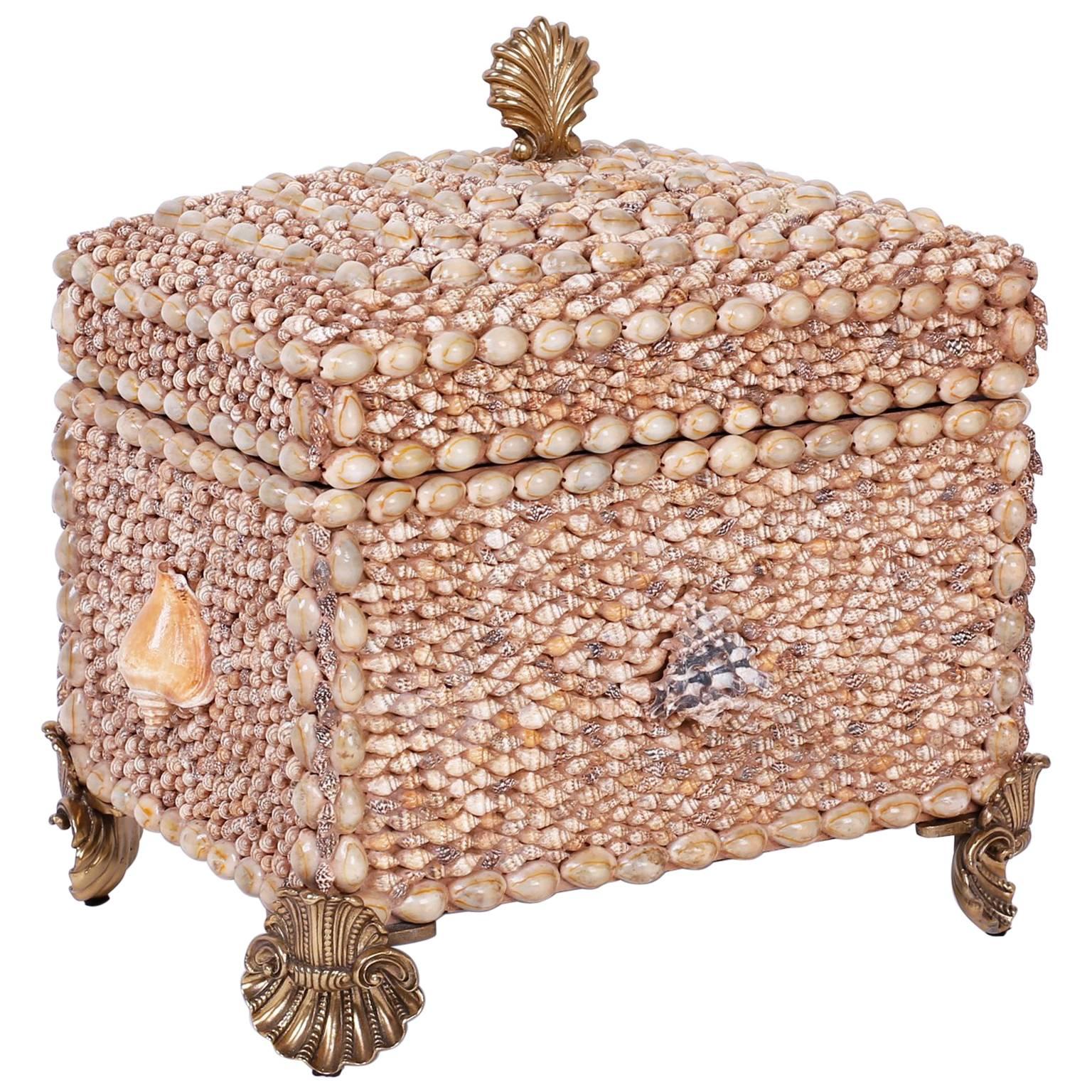 Mid-Century Seashell Encrusted Lidded Box