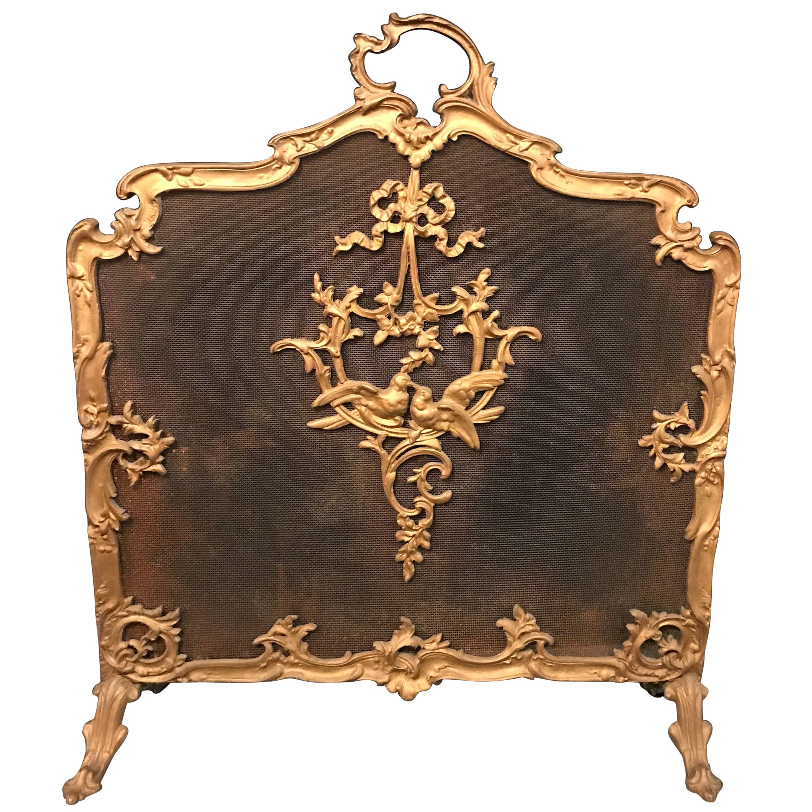 Louis XV Style French Bronze Fire Screen