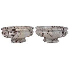 Pair of French Marble Garden Urns
