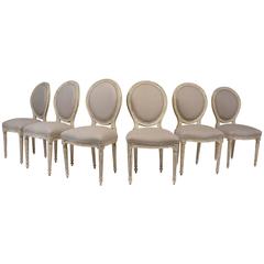 Set of Six Antique French Louis XVI-Style Dining Chairs