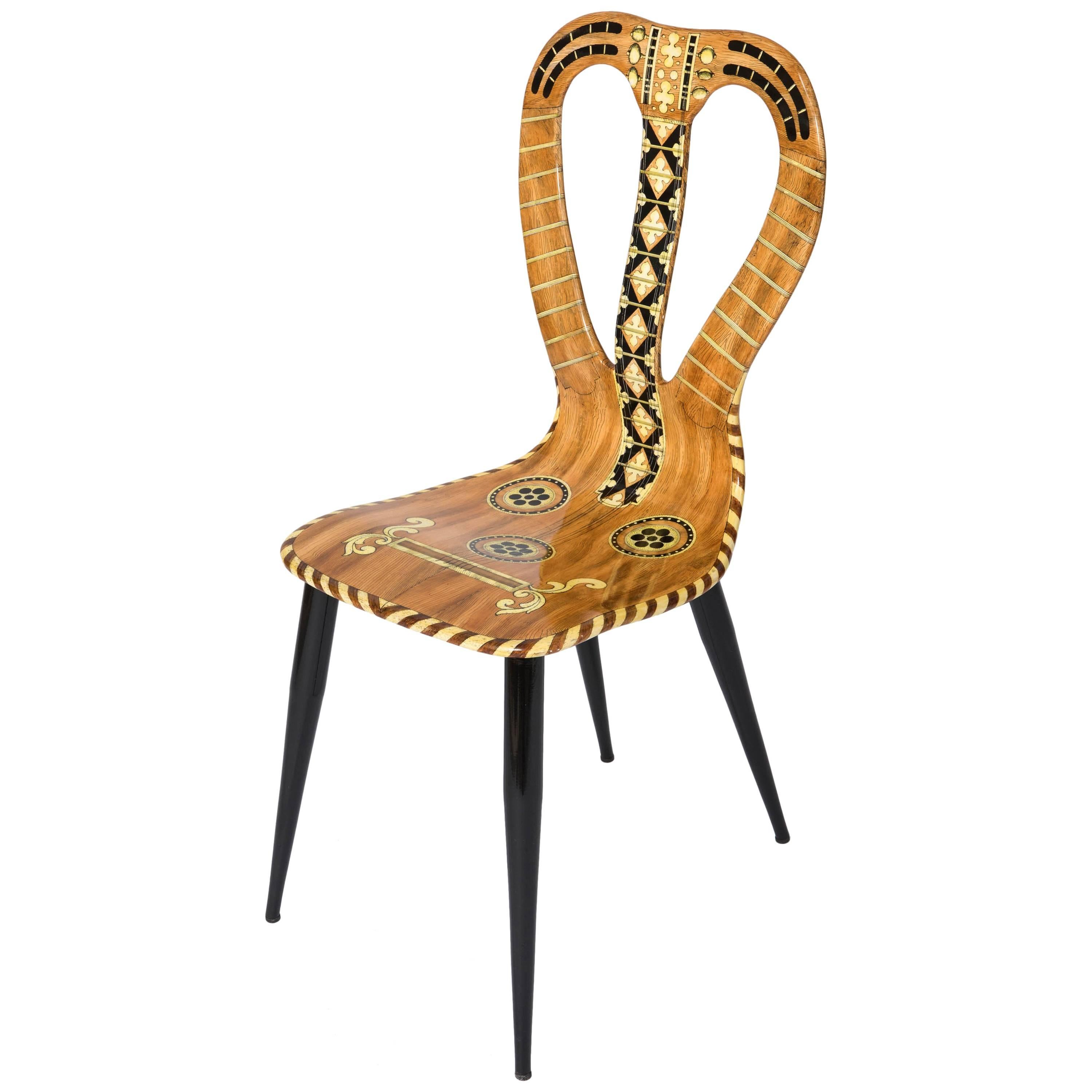 Atelier Fornasetti lacquered chair "Musicale", Italy 1989 For Sale