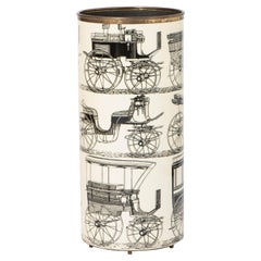 Piero Fornasetti Metal Umbrella Stand “Carrozze”, Italy, circa 1960