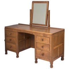 Vintage Robert Mouseman Thompson oak dressing table, England circa 1930