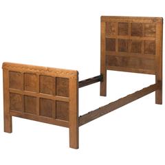 Robert Mouseman Thompson oak twin bed "FJB", England circa 1930