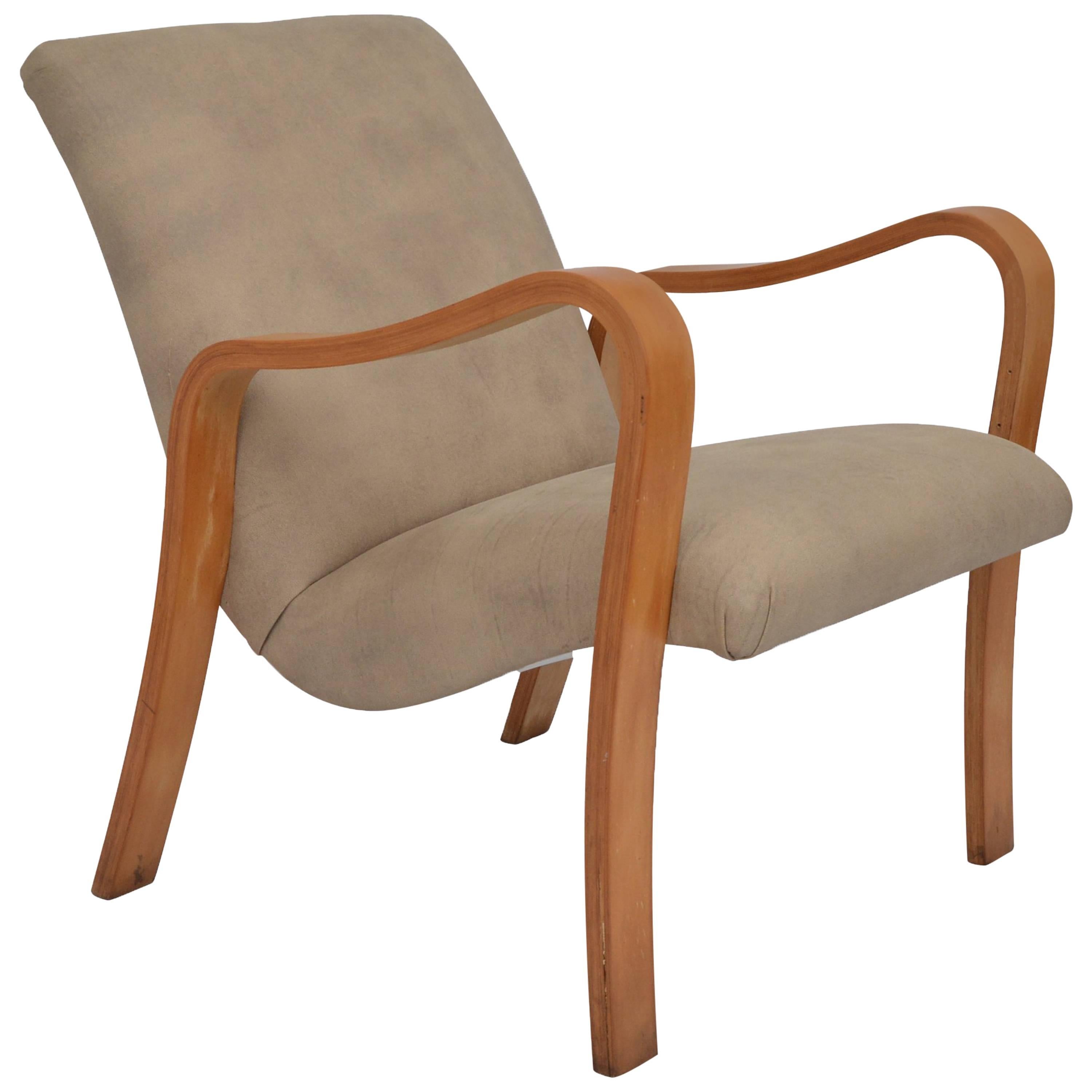 Armchair by Joaquim Tenreiro in Ivory Wood and Leather For Sale