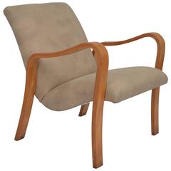 Armchair by Joaquim Tenreiro in Ivory Wood and Leather