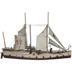 Early 20th Century Handmade Battleship Model Boat